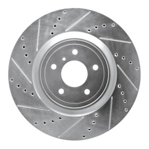 Infiniti Q50 Brake Rotor (1) - Front Left - R1 Concepts - Drilled & Slotted - Silver - `08-`25